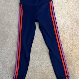 NWOT Hanna Andersson Navy Stripes Leggings with colorful Accents, size 6/7